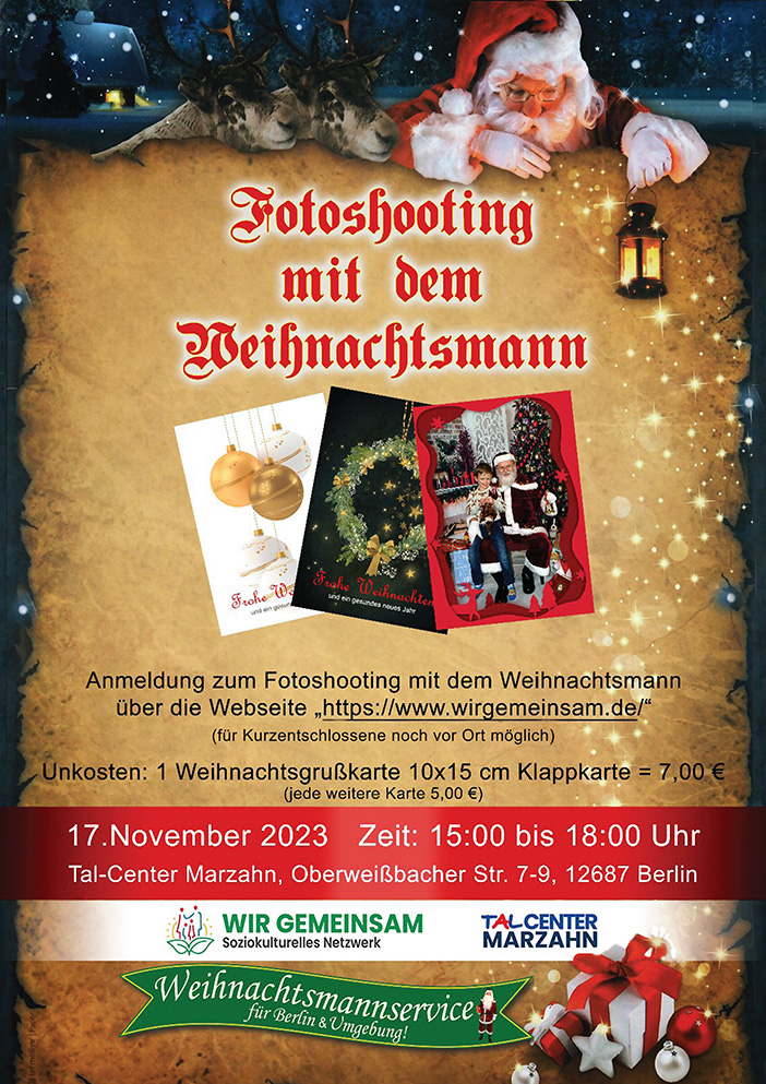 Fotoshooting mit dem Weihnachtsmann